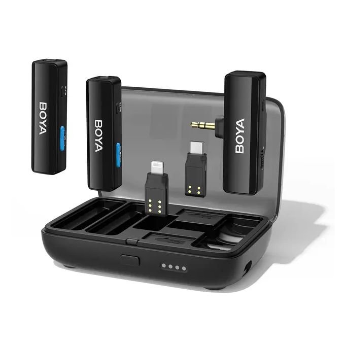 Boya BOYALINK Microphone Cravate Sans Fil Pour Vlogging,  Double Canal 2,4 GHz Pour Smartphones, Appareil Photo