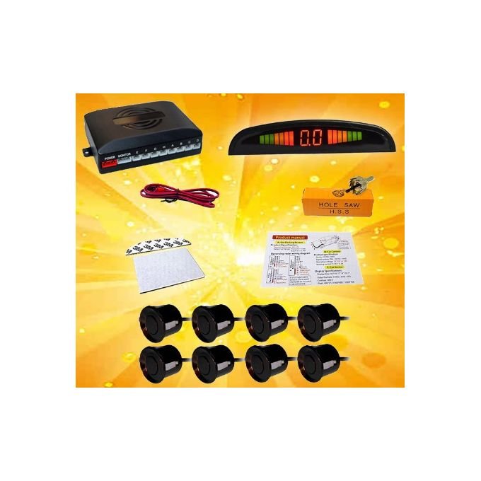 Kit De Radar De Recul Avant Et Arrière De Voiture, Alarme Sonore LED, 8 Capteurs