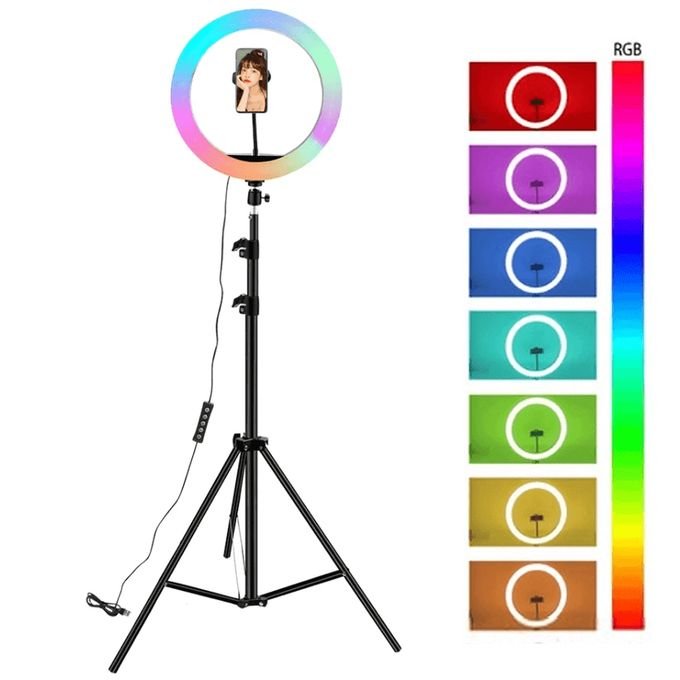 10 Pouces RVB Selfie Ring Light Avec Trépied